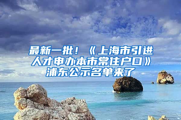 最新一批!《上海市引进人才申办本市常住户口》浦东公示名单来了