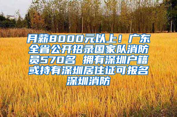 月薪8000元以上!广东全省公开招录国家队消防员570名 拥有深圳户籍或持有深圳居住证可报名深圳消防