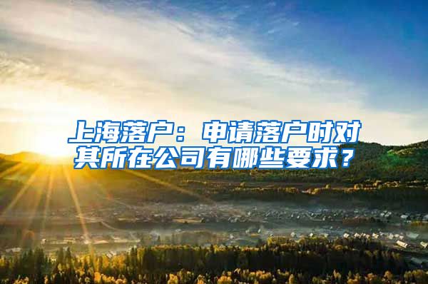 上海落户：申请落户时对其所在公司有哪些要求？