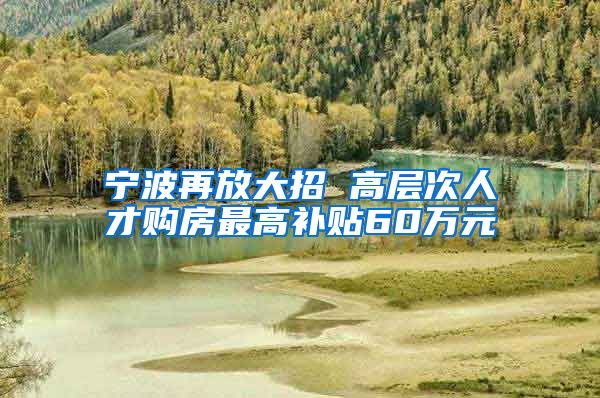 宁波再放大招 高层次人才购房最高补贴60万元