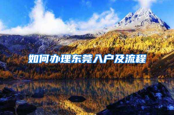 如何办理东莞入户及流程