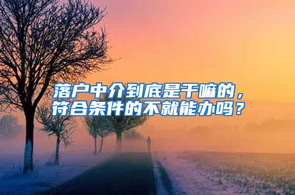 落户中介到底是干嘛的,符合条件的不就能办吗?