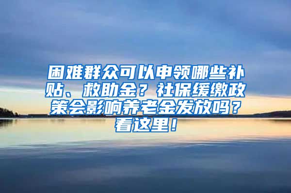 困难群众可以申领哪些补贴、救助金？社保缓缴政策会影响养老金发放吗？看这里！