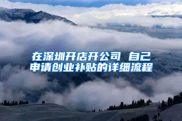 在深圳开店开公司 自己申请创业补贴的详细流程