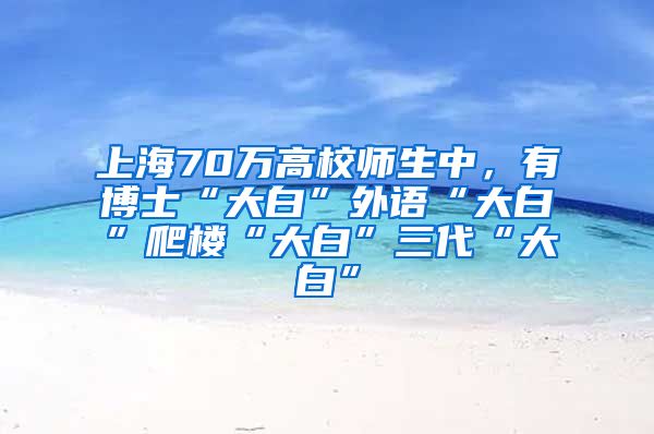 上海70万高校师生中，有博士“大白”外语“大白”爬楼“大白”三代“大白”