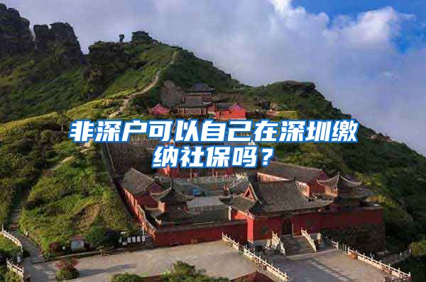 非深户可以自己在深圳缴纳社保吗?