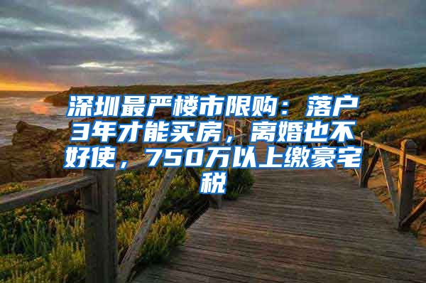 深圳最严楼市限购：落户3年才能买房，离婚也不好使，750万以上缴豪宅税