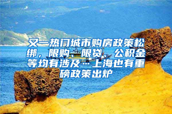 又一热门城市购房政策松绑，限购、限贷、公积金等均有涉及…上海也有重磅政策出炉