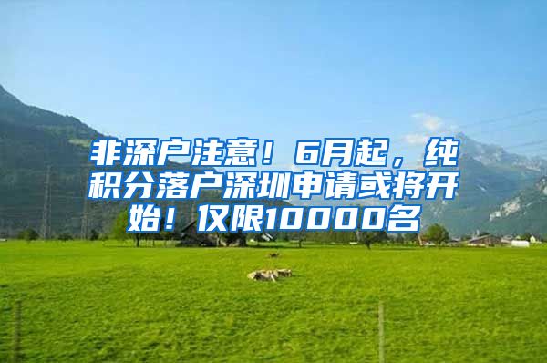 非深户注意！6月起，纯积分落户深圳申请或将开始！仅限10000名