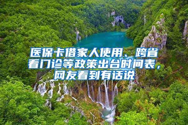 医保卡借家人使用、跨省看门诊等政策出台时间表，网友看到有话说