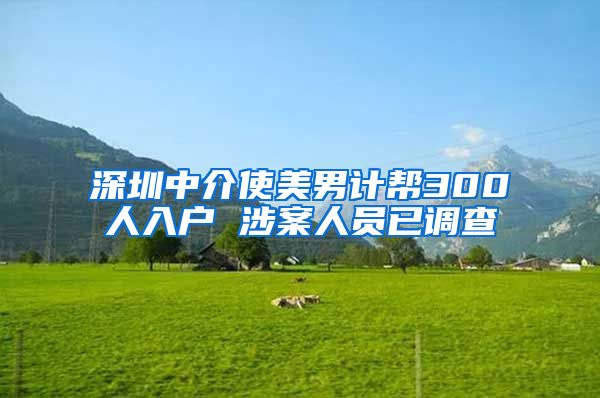 深圳中介使美男计帮300人入户 涉案人员已调查