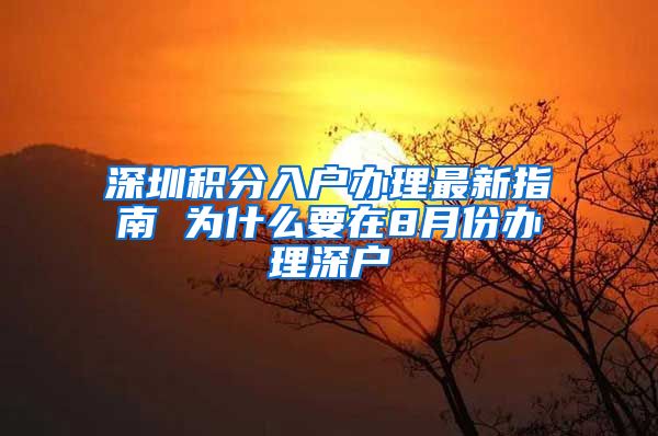 深圳积分入户办理最新指南 为什么要在8月份办理深户