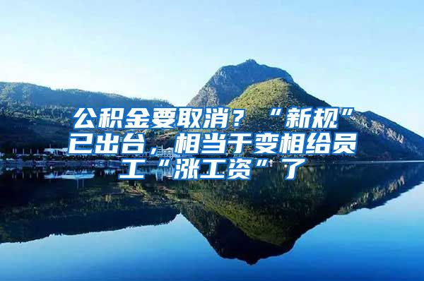 公积金要取消？“新规”已出台，相当于变相给员工“涨工资”了