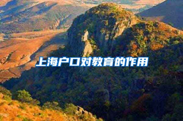 上海户口对教育的作用