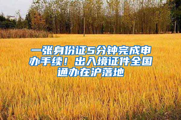 一张身份证5分钟完成申办手续！出入境证件全国通办在沪落地