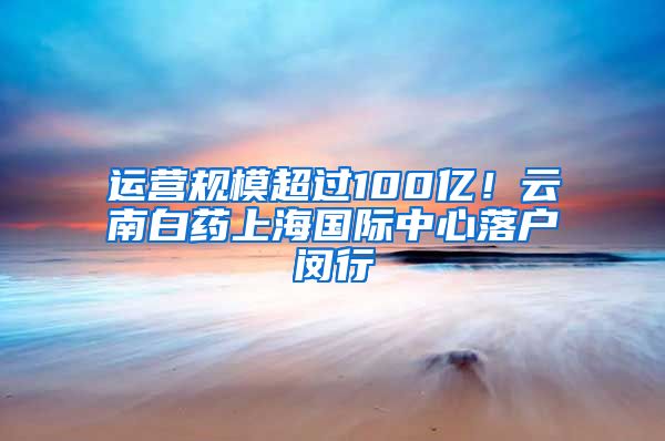 运营规模超过100亿！云南白药上海国际中心落户闵行
