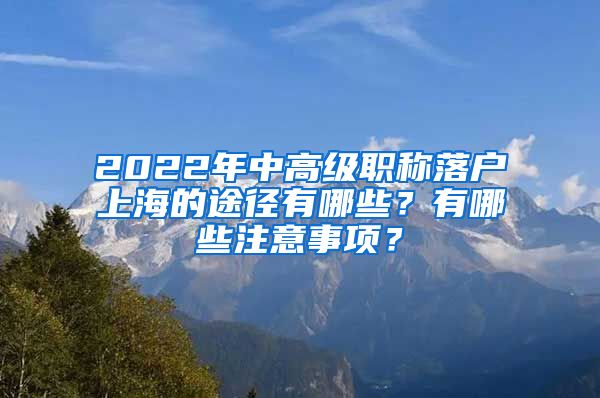 2022年中高级职称落户上海的途径有哪些？有哪些注意事项？