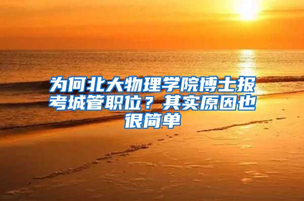 为何北大物理学院博士报考城管职位？其实原因也很简单