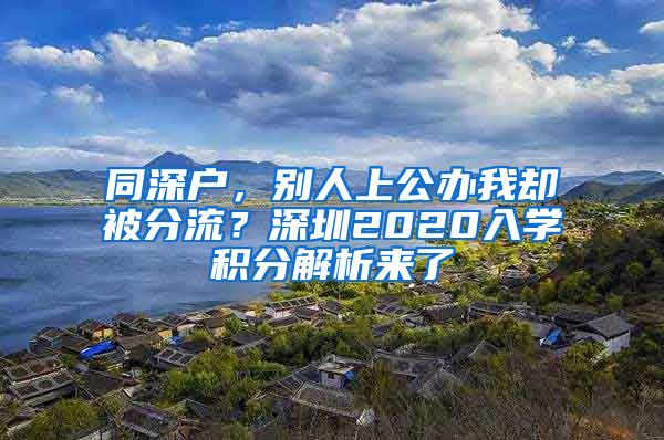 同深户，别人上公办我却被分流？深圳2020入学积分解析来了