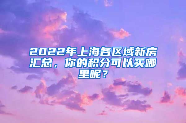 2022年上海各区域新房汇总，你的积分可以买哪里呢？