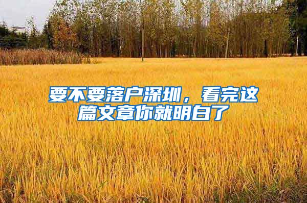 要不要落户深圳,看完这篇文章你就明白了