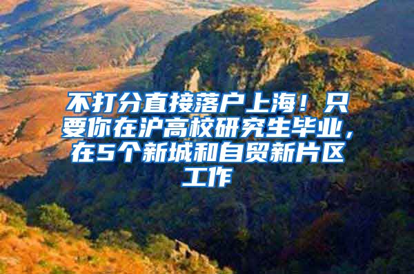 不打分直接落户上海！只要你在沪高校研究生毕业，在5个新城和自贸新片区工作