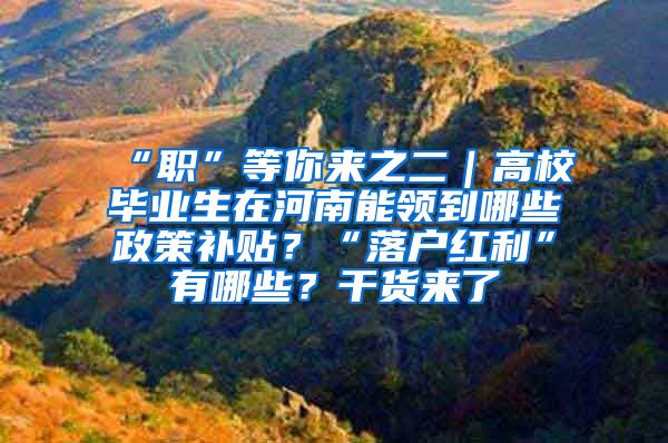 “职”等你来之二｜高校毕业生在河南能领到哪些政策补贴？“落户红利”有哪些？干货来了