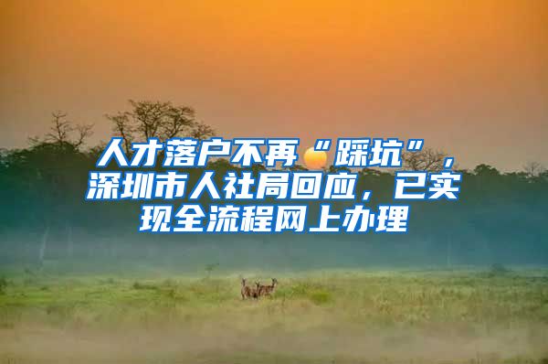 人才落户不再“踩坑”,深圳市人社局回应,已实现全流程网上办理