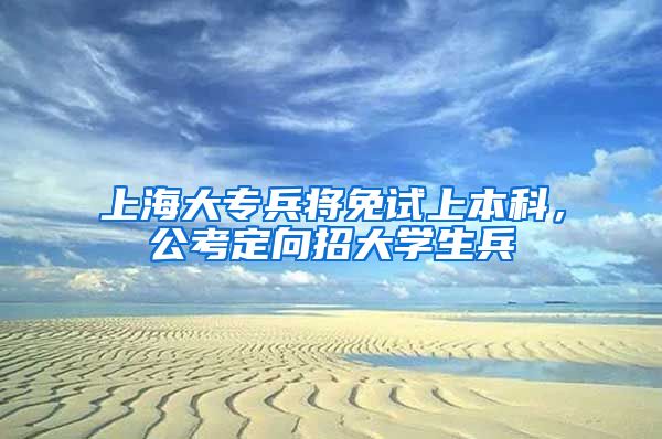 上海大专兵将免试上本科，公考定向招大学生兵
