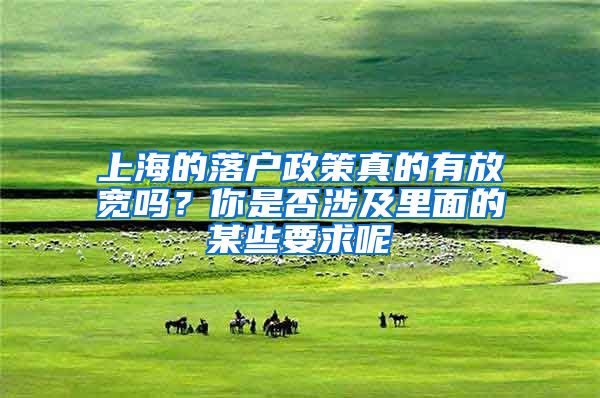 上海的落户政策真的有放宽吗？你是否涉及里面的某些要求呢