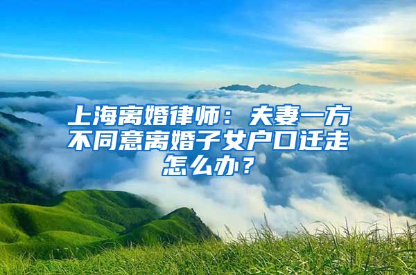 上海离婚律师:夫妻一方不同意离婚子女户口迁走怎么办?