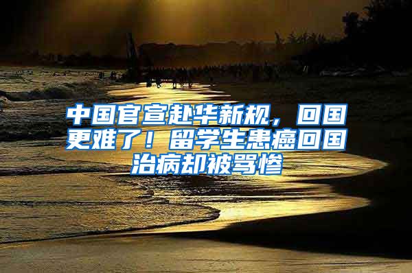 中国官宣赴华新规，回国更难了！留学生患癌回国治病却被骂惨