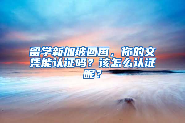 留学新加坡回国，你的文凭能认证吗？该怎么认证呢？