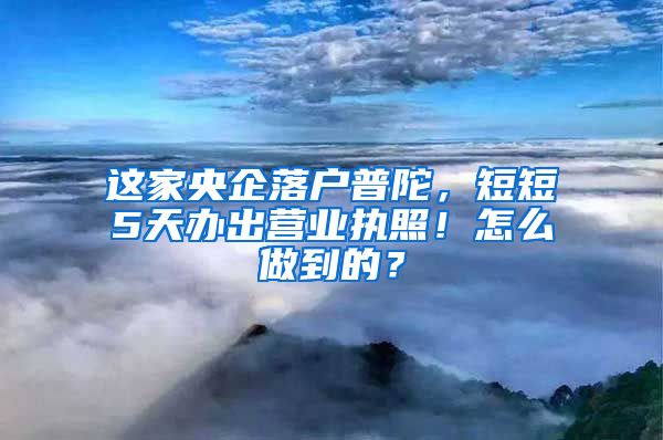 这家央企落户普陀，短短5天办出营业执照！怎么做到的？