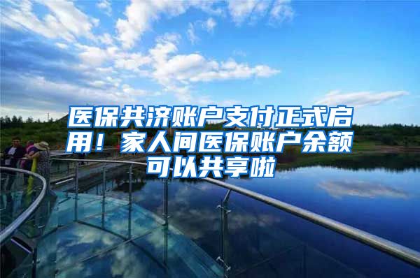 医保共济账户支付正式启用!家人间医保账户余额可以共享啦