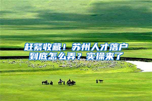 赶紧收藏！苏州人才落户到底怎么弄？实操来了