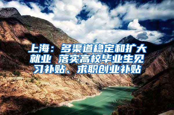 上海:多渠道稳定和扩大就业 落实高校毕业生见习补贴、求职创业补贴