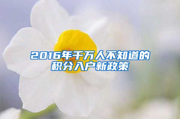 2016年千万人不知道的积分入户新政策
