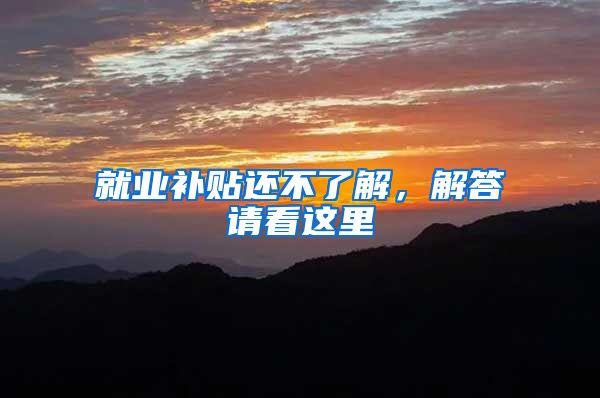 就业补贴还不了解，解答请看这里→