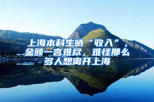 上海本科生晒“收入”，金额一言难尽，难怪那么多人想离开上海