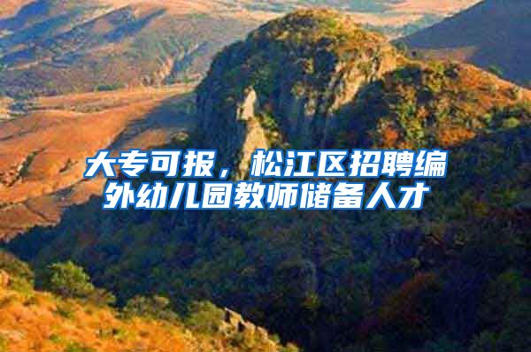 大专可报，松江区招聘编外幼儿园教师储备人才→