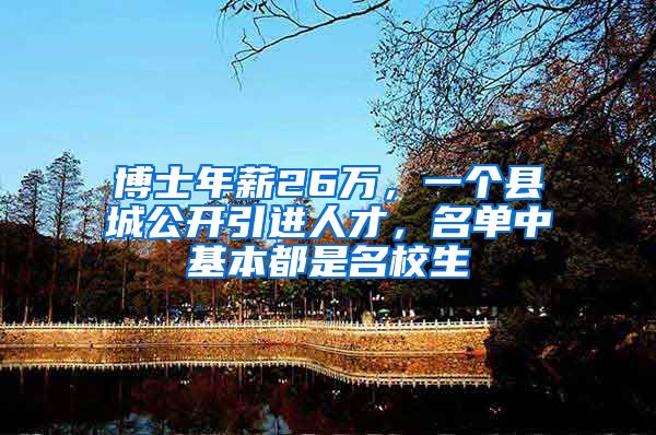 博士年薪26万，一个县城公开引进人才，名单中基本都是名校生