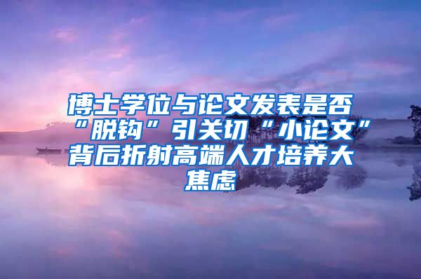 博士学位与论文发表是否“脱钩”引关切“小论文”背后折射高端人才培养大焦虑