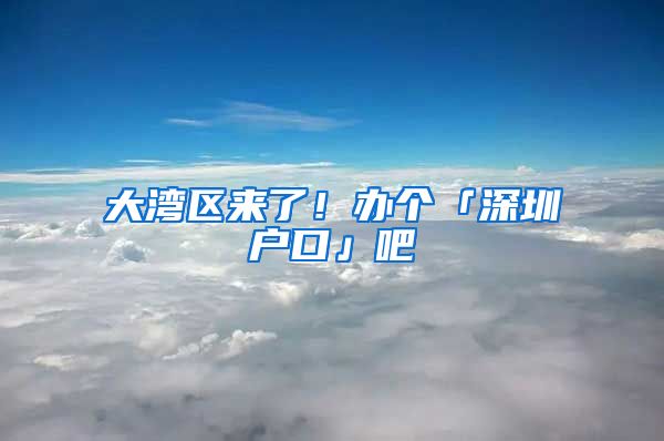 大湾区来了！办个「深圳户口」吧