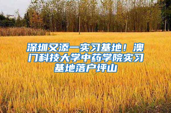 深圳又添一实习基地!澳门科技大学中药学院实习基地落户坪山