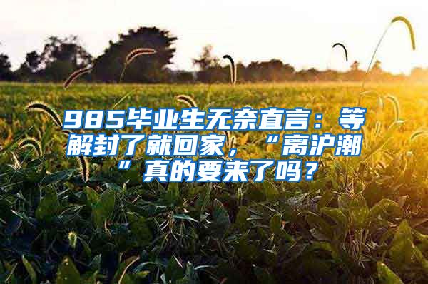 985毕业生无奈直言：等解封了就回家，“离沪潮”真的要来了吗？