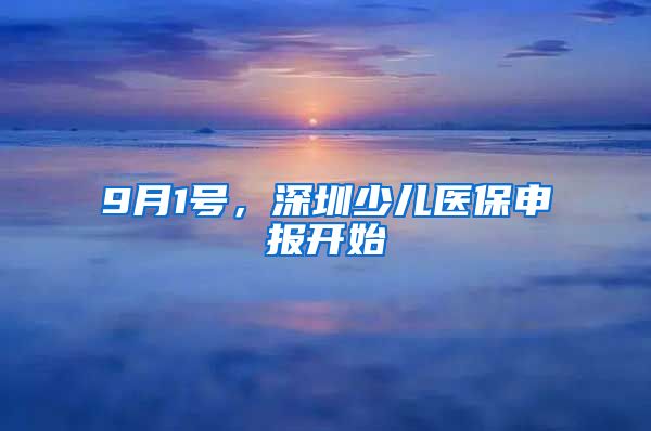 9月1号，深圳少儿医保申报开始