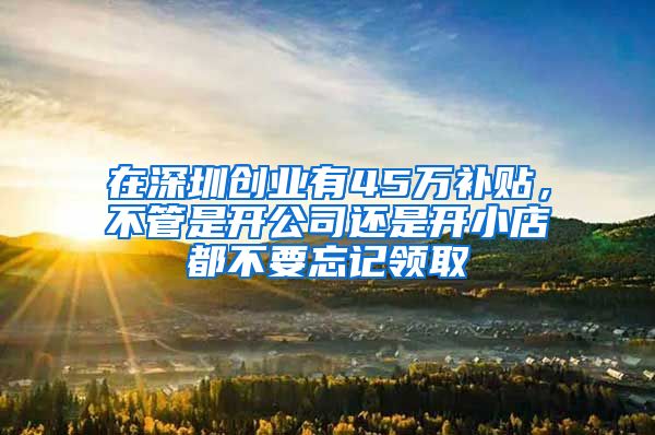 在深圳创业有45万补贴，不管是开公司还是开小店都不要忘记领取