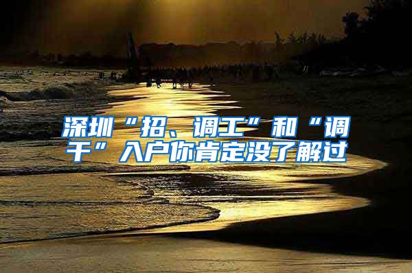 深圳“招、调工”和“调干”入户你肯定没了解过