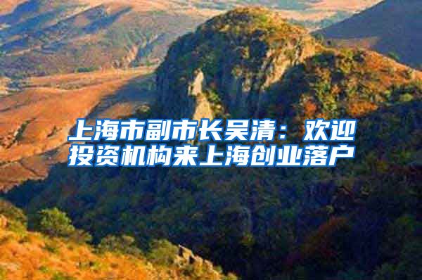 上海市副市长吴清:欢迎投资机构来上海创业落户